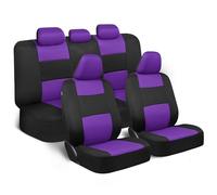 BDK PolyPro - Juego Completo de Fundas de Asiento de Coche en Morado sobre Negro, Fundas de Asiento Dividido Delantero y Trasero para automóviles, Juego de Fundas de Asiento de Coche fáciles de