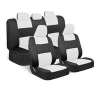 BDK PolyPro Juego completo de fundas para asientos de automvil en blanco/negro - Protectores de asientos delanteros y traseros divididos Fundas
