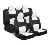 BDK PolyPro - Juego Completo de Fundas para Asientos de Coche, Color Blanco/Negro, Protectores de Asiento Delantero y Trasero, fácil de Instalar, Fundas Interiores para Auto, camión, Furgoneta, SUV