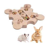 BDKMMS Juguete de búsqueda de comida de madera para hámster, 6 compartimentos con tapa giratoria, juguete de inteligencia natural para roedores en el recinto, para cobayas y conejos