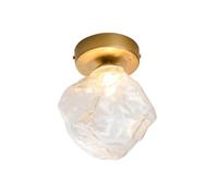 BDLINGAAS Lámpara de techo moderna de cristal con bloque de hielo, lámpara de techo minimalista, lámpara de montaje empotrada regulable en 3 colores con base dorada for pasillo de dormitorio