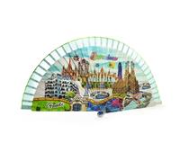 BDM Abanico Barcelona Español de Madera | Diseño Exclusivo Inspirado en Barcelona y Gaudí | Hecho en España | Recuerdo de Viaje y Regalo Original | Arte Mosaico Estilo Trencadís