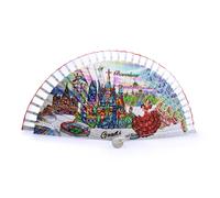 BDM Abanico Barcelona Español de Madera | Diseño Exclusivo Inspirado en Barcelona y Gaudí | Hecho en España | Recuerdo de Viaje y Regalo Original | Arte Mosaico Estilo Trencadís