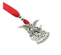 BDM Colgante pulsera San Miguel Arcángel | Medalla Protectora Espejo | Amuleto de Protección para Viajes | Cinta Roja | Regalo brazalete Religioso Conductor