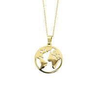 BDM Collar de mujer de mapa del mundo, colgante mapamundi dorado, gargantilla continentes color oro, bisutería y joyería fina de lujo.