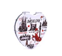 BDM Espejo de Bolsillo Doble | Diseño Barcelona a Elegir: Corazón Monumentos o Salamandra Gaudí | Espejo Compacto para Bolso | Recuerdo de Viaje y Regalo