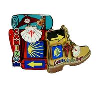 BDM - Imán Camino de Santiago. Iman para Nevera Camino de Santiago, Flecha, Mochila, peregrino, Concha xacobeo - Modelo 4