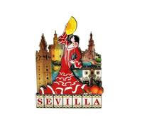 BDM - Imán de Nevera de Sevilla | Diseño: Madera, Azulejo o Plato Cerámico | Recuerdo con Giralda y Flamenca | Souvenir de Andalucía - Modelo 2