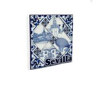 BDM - Imán de Nevera de Sevilla | Diseño: Madera, Azulejo o Plato Cerámico | Recuerdo con Giralda y Flamenca | Souvenir de Andalucía - Modelo 1