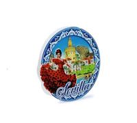 BDM - Imán de Nevera de Sevilla | Diseño: Madera, Azulejo o Plato Cerámico | Recuerdo con Giralda y Flamenca | Souvenir de Andalucía - Modelo 3