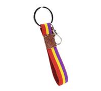 BDM Llavero con la Bandera de la República de España con Cuadrado de Cuero marrón con Grabado de Estrella y Anilla. Regalo Unisex para Hombre o Mujer