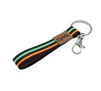 BDM Llavero de Andalucía, Original de Tela Negra, con la Bandera de España y con Piel, Llavero Andaluz