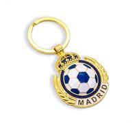BDM Llavero Madrid Fútbol | Escudo con Corona Dorada y Esmalte Azul | Accesorio para Llaves y Mochila | Regalo Original para Aficionados y Fans del Fútbol