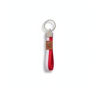 BDM Llavero Vasco con Lauburu | Cinta de Tela Roja y Blanca y Cuero Genuino | Símbolo Tradicional de Euskadi | Regalo Original para Hombre y Mujer | Resistente y Elegante para Llaves