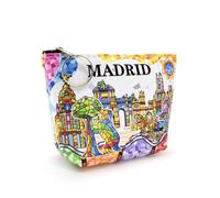 BDM - Monedero de Madrid | Puerta de Alcala, Oso, Cibeles y Flamenco español| Cartera con Cremallera y Anilla Llaves (12,5 x 8,5 cm) - Modelo 2