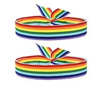 BDM - Pulsera bandera LGTBI, orgullo gay, de tela con el arcoíris. - 2 Unidades
