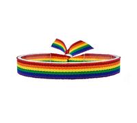 BDM Pulsera con la Bandera LGTBI de Tela, Ajustable para Hombre y Mujer. Ancho de 10mm.