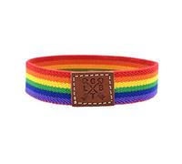 BDM Pulsera de hombre o mujer de tela con la bandera del orgullo Gay, LGTBI, bisexual, lesbianas y transexuales. Elástica y muy cómoda, brazalete de la amistad. Medida 18 a 20 cm.
