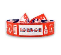 BDM - Pulsera de Londres | Diseño "London" Union Jack, Big Ben y Cabina Roja | Recuerdo Reino Unido | Souvenir British Ajustable - Modelo 1