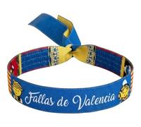 BDM Pulsera Fallas de Valencia de Tela Bordada | Diseño con Falleros y Cierre Ajustable | Recuerdo Típico Valenciano | Regalo Original para Fiestas de la Comunidad Valenciana