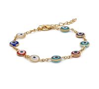 BDM - Pulsera ojo turco, proteccion mal de ojo, ojo magico que todo lo ve de cristal con cadenilla ajustable - Modelo 4