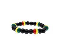 BDM - Pulsera rasta de hilo elastico, bandera rasta, Hippie, Bod Marley, jamaica - Modelo 1