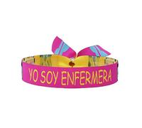 BDM Pulsera tela frase soy enfermera, brazalete bordado tu profesión, complemento de tela enfermera, para hombre y mujer, ajustable y divertida.