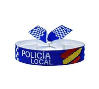 BDM Pulseras policía Local y Municipal. Pulsera de Tela Ajustable para Hombre de policía con la Bandera Nacional de España. Regalos policía.