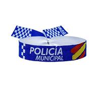 BDM Pulseras policía Municipal y Local. Pulsera de Tela Ajustable para Hombre de policía con la Bandera Nacional de España. Regalos policía.