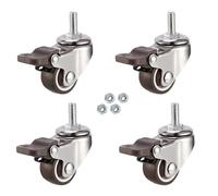 BDMRY Ruedas de goma con freno para bloqueo de muebles, ruedas giratorias universales de 2 pulgadas, 50 mm, con rosca M8, tornillo M10 y perno M12, silenciosas para mesa, carrito M12x25mm