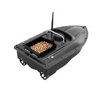 Bdneygtyr Barco de alimentación de 500 m, control remoto con luz nocturna LED, 1,5 kg, barco de cebo para pesca, barco RC con función inclinable, para lagos y ríos, largo tiempo de espera, color negro