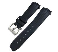 BDNJN Correa de reloj de goma de silicona suave natural, negra, verde, 24mm, apta para Panerai PAM00111/441, pulsera resistente al agua con hebilla de mariposa(Black Black 1,Black Buckle-24mm)