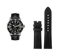 BDNJN Correa de reloj de nailon de alta densidad de 23 mm especial para Blancpain Fifty Fathoms 5000 5015 Correa con hebilla de mariposa Correa de reloj con parte inferior de cuero de lona(Black-no bu