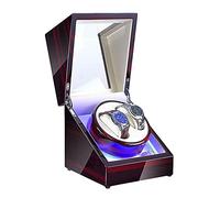 BDPRZGHGL Caja enrolladora automática de Doble Reloj con iluminación Pintura de Piano Exterior Suministro Dual 4 Modos de rotación (Rojo)