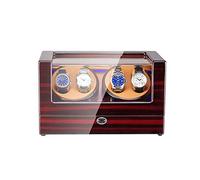 BDPRZGHGL Caja enrolladora automática para Relojes 4 con luz en Carcasa de Madera y Pintura de Piano de Cuero Exterior Motor súper silencioso (A)