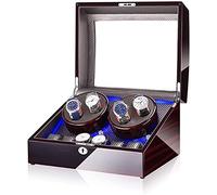 BDPRZGHGL Caja enrolladora de Reloj para 4 6 Relojes automáticos, con luz LED Azul, Exterior de Pintura de Piano, 4 Modos de rotación, Hermoso Paisaje