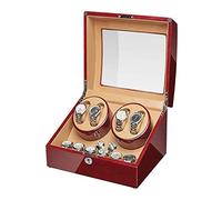 BDPRZGHGL Caja enrolladora de Reloj para 4 Relojes automáticos 6 Almacenamiento Acabado de Piano de Madera Motor silencioso para Relojes de Hombre y Mujer de Gran capacidada(A)