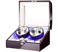 BDPRZGHGL Caja enrolladora de Relojes para 4 6 Relojes automáticos, con luz LED Azul, Exterior de Pintura de Piano, 4 Modos de rotación