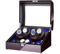 BDPRZGHGL Caja enrolladora de Relojes para 4 6 Relojes automáticos, con luz LED Azul, Exterior de Pintura de Piano, 4 Modos de rotación