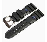 BDPRZGHGL Correa de reloj de silicona resistente al agua Cierre de pasador de correa de reloj de goma para Pane-Rai Pam441 359-Negro Hebilla negra 26 mm/Hebilla plateada naranja / 26 mm