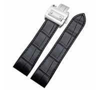 BDPRZGHGL Genuine Leather Watchband Folding Clasp Watch Belt Waterproof Watch Strap for Car&Tier San-TOS 100-Black 20Mm/Black/23Mm