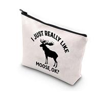BDPWSS Bolsa de maquillaje de alces para amantes de los alces regalo I Just Really Like Moose OK divertido regalo temático de alces, Realmente como alce