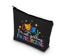 BDPWSS Bolsa de maquillaje para teatro, regalo para amantes del teatro, comedia, tragedia, máscaras, bolsa de cosméticos con texto en inglés "I'm Not Yelling I'm Projecting Drama Acting Travel Pouch,