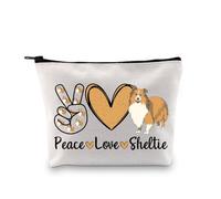 BDPWSS Sheltie - Bolsa de maquillaje para amantes de los perros, regalos para mujeres, Sheltie Mom, Shetland, Sheepdogs, regalo de paz y amor, bolsa de cosméticos Sheltie, Bolso Peace Sheltie