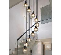 BDS lighting 12 Bolas de Cristal de la lámpara de Escalera en Espiral Luces Pendientes Modernas de Villa Duplex Araña Larga Escalera de la lámpara de LED E27, 50X350CM