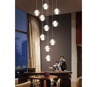 BDS lighting Lámpara LED de 10 bolas de escalera dúplex, lámpara colgante moderna de múltiples bolas de vidrio, lámpara creativa de restaurante, estilo nórdico, lámparas colgantes de 40x120 cm