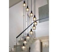 BDS lighting Retro Multi Glass Balls Escalera Candelabro Espiral Moderna Lámparas Colgantes para Villa Candelabro Duplex Escalera Larga Lámpara E27 LED, Tamaño Grande (Tamaño: 10 Bolas)