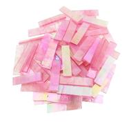 BDSHGRDH Azulejos de Mosaico， 4 x 1 CM Rectangular Iridescent Stained Glass Strip, 7oz Glass Mosaic Tiles for DIY Crafts,Plates,Picture Frames,Flower Pots(Iridescent Transparent Pink)
