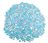 BDSHGRDH Azulejos de Mosaico， 500g Square Ceramic Mosaic Tiles, 500PCS 1 * 1CM Handmade Making Creative Micro Mosaic Pieces for Lovers DIY Mosaic Projects(Iridescent Sky Blue)