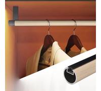 BDSHGRDH Barra de Armario， Barra for Armario Redonda Resistente, Barra for Colgar Ropa, de aleación de Aluminio, con veta de Madera(Color B,80cm(31 1/2 in))